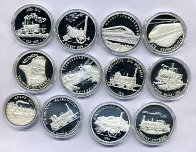 Thematic Train 20g commemorative silver medal x 12 (fineness 99.9%). 