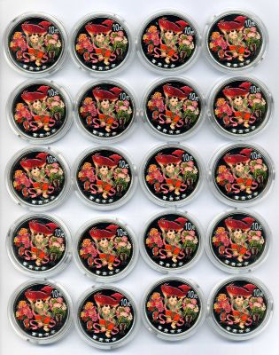 PRC, 1999, Prosperity 1oz colored silver coin group of 20 (with certificates).