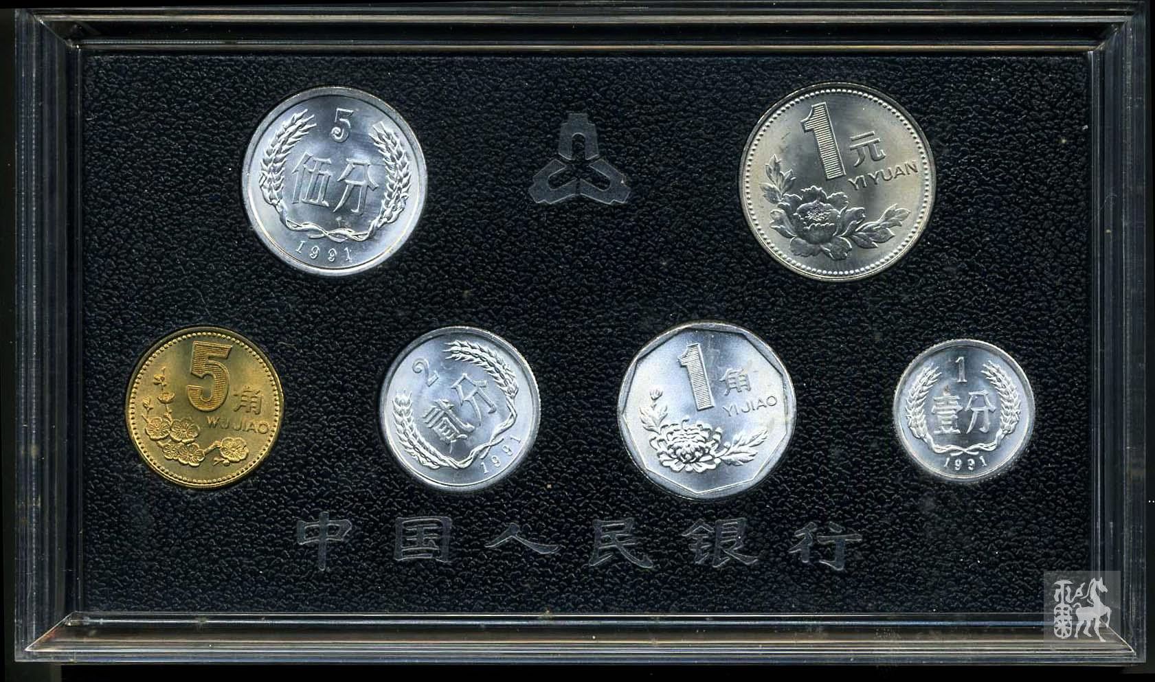 1991年中国硬币一套(带盒)