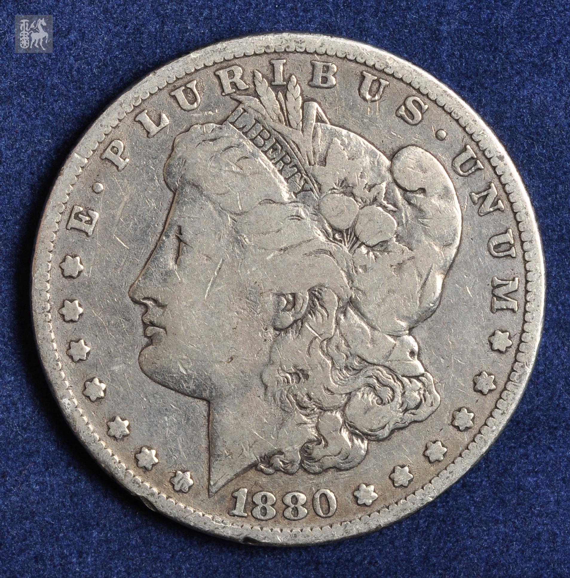 1880年美国摩根26.72克银币一枚通货品