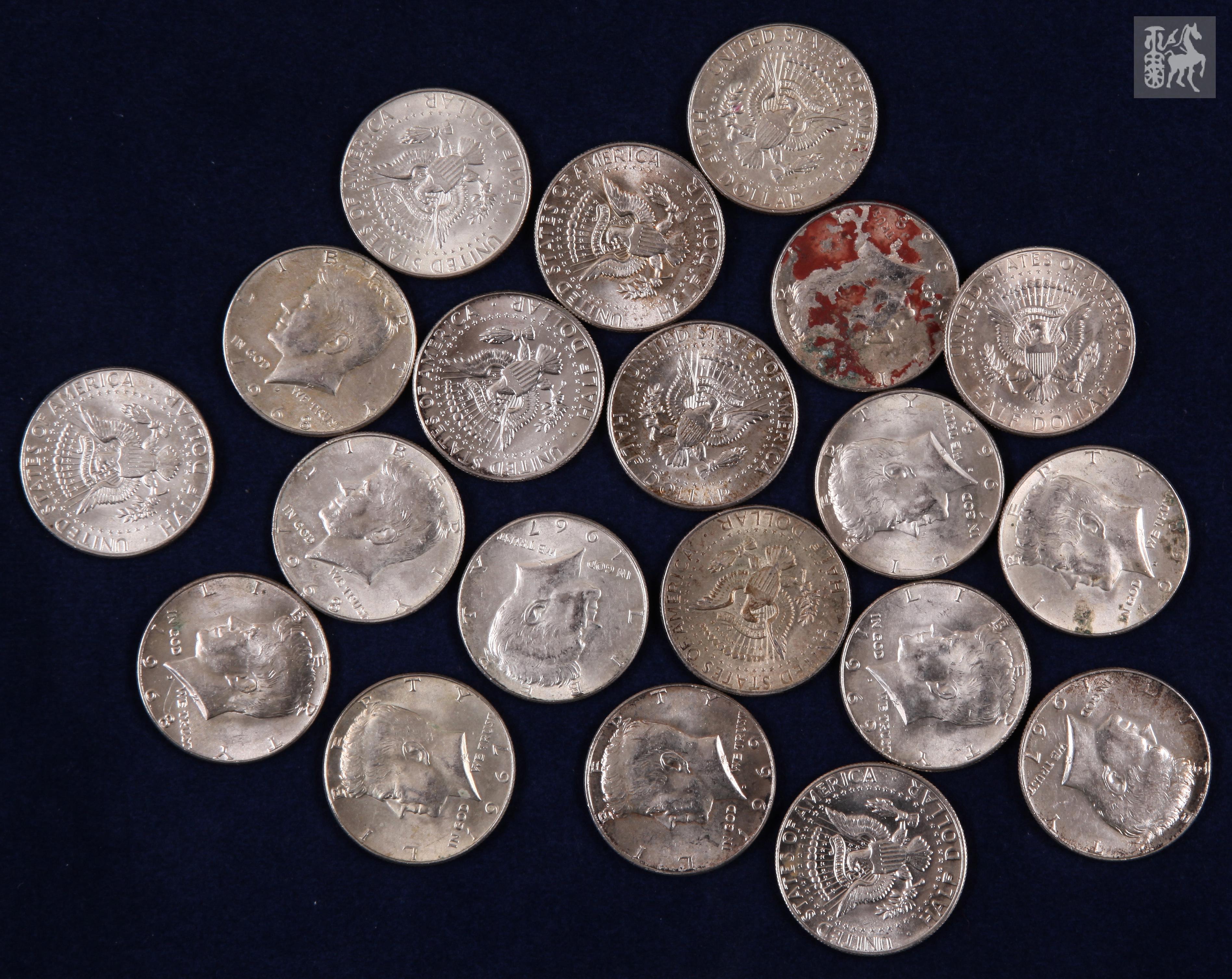 1965年-1968年美国肯尼迪11.6克银币20枚(含银40%)极美品