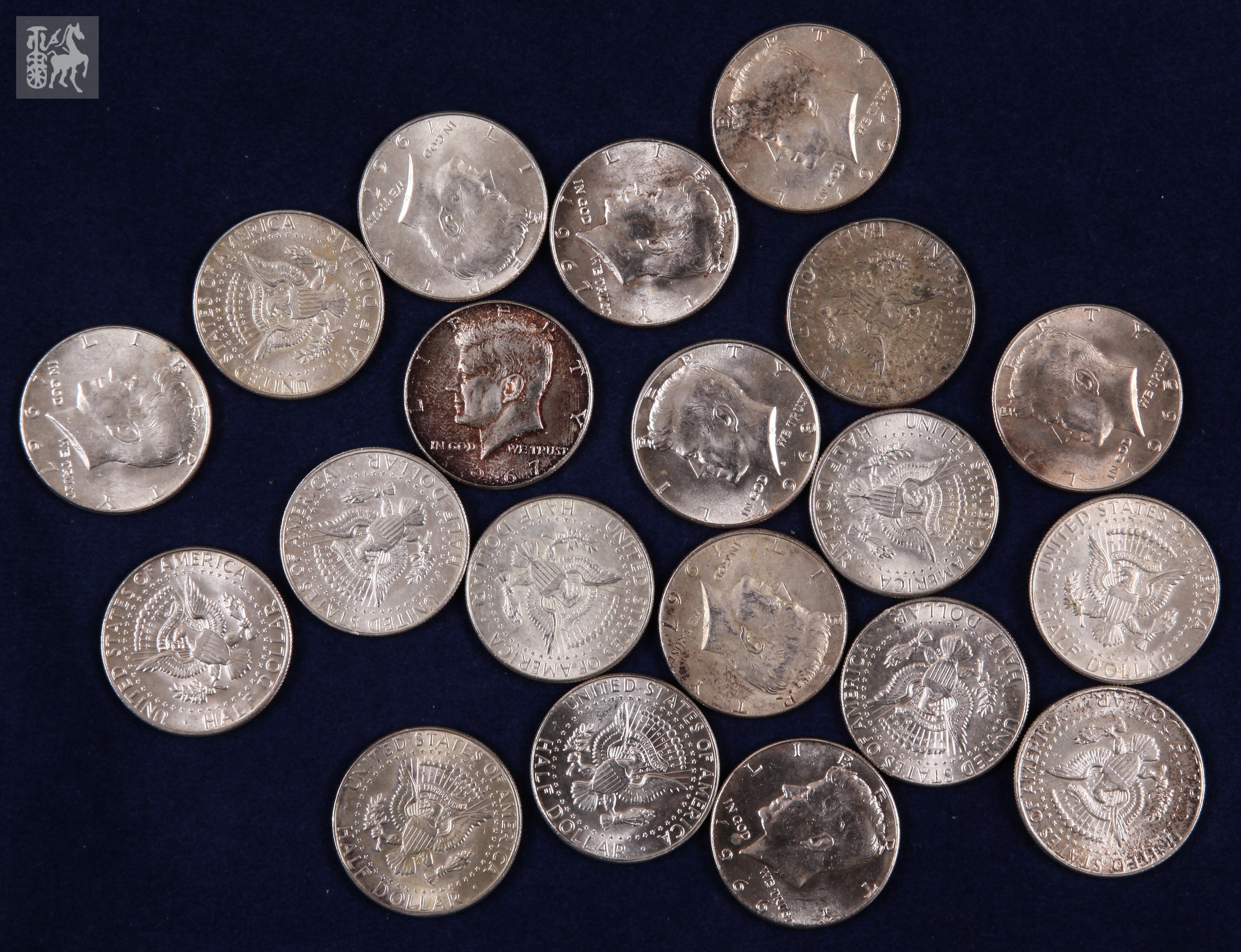 1965年-1968年美国肯尼迪11.6克银币20枚(含银40%)极美品