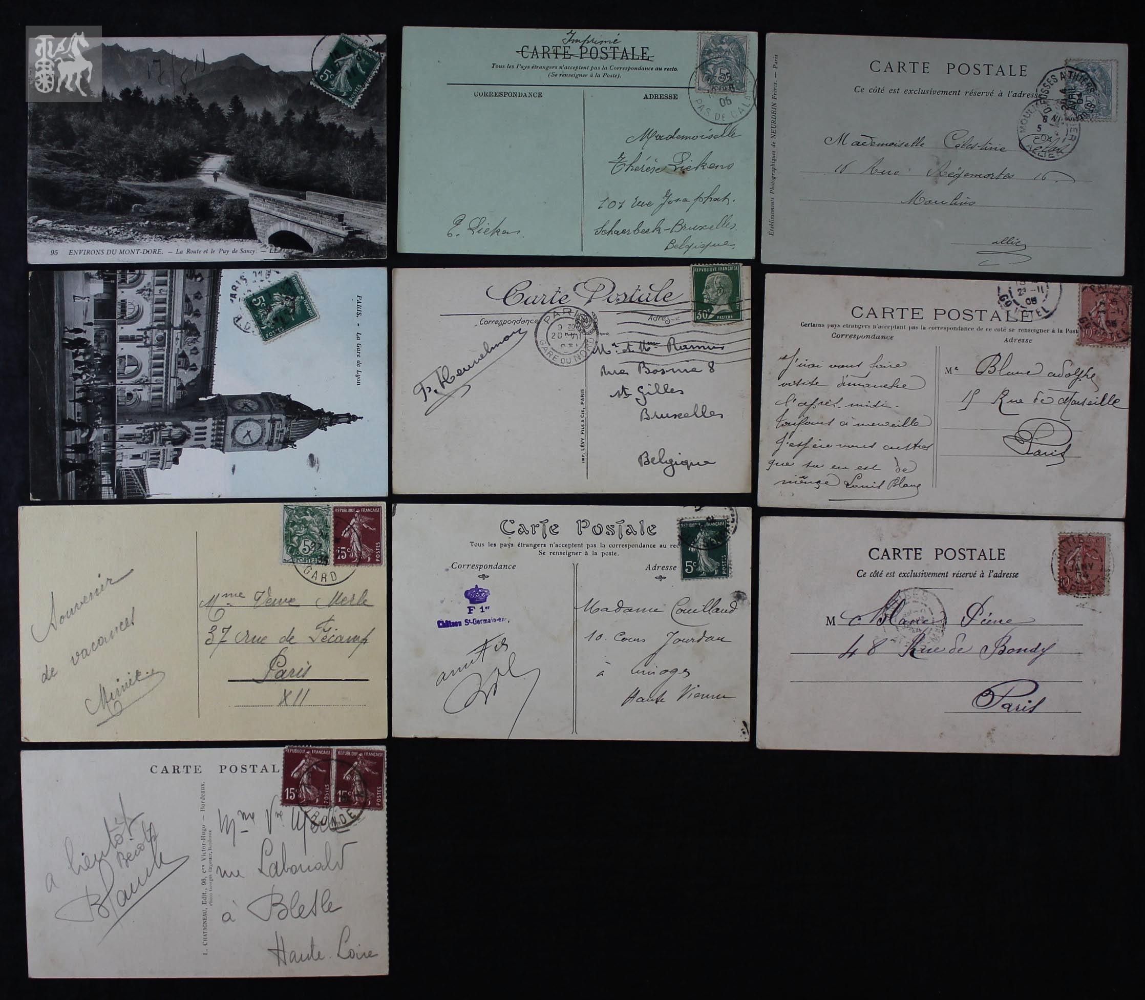 早期法国明信片实寄十件无